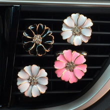 2 Pack Daisy Flowers Car Accessories Cute Car Air Freshener Bling Diamond Air Vent Clips Automotive Interior Trim Car Decorations Gift (White)