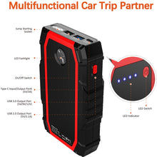 TrekPow A18 800A Peak Portable Car Jump Starter with USB Quick Charge 3.0 (up to 6.0L Gas, 5.0L Diesel Engine), SuperSafe Battery Jumper Pack with Smart Jumper Cables, Type-C Input&Output, Flashlight