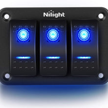 Nilight 90017C 3 Gang Aluminum Panel Toggle Dash 5 Pin On/Off Pre-Wired Rocker Switch Holder for Automotive Car Marine Boat, 2 Years Warranty