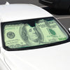 Hundred Dollar Bill Benjamin Franklin Front Windshield Sun Shade - Accordion Folding Auto Sunshade for Car Truck SUV - Blocks UV Rays Sun Visor Protector - Keeps Your Vehicle Cool - 58 x 28 Inch