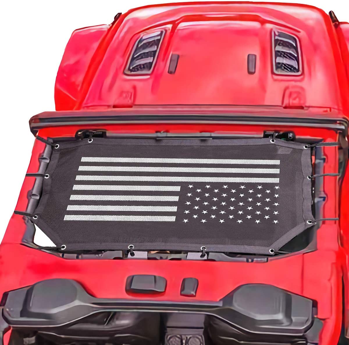 JL Sun Shade Mesh Bikini Top American Flag Sunshade UV Protection for 2018 2019 Jeep Wrangler JL JLU All 2 Door or 4 Door & 2020 Gladiator JT (Black and White American Flag)