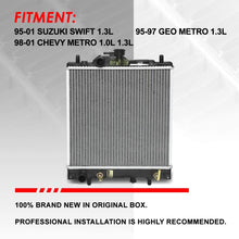 Replacement for Chevy Metro/Suzuki Swift 1-1/8 inches Inlet OE Style Aluminum Direct Replacement Racing Radiator