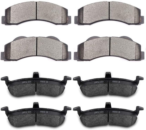 SCITOO Ceramic Front Rear Disc Brake Pad Set fit for 2010-2017 Ford Expedition, 2010-2017 Lincoln Navigator