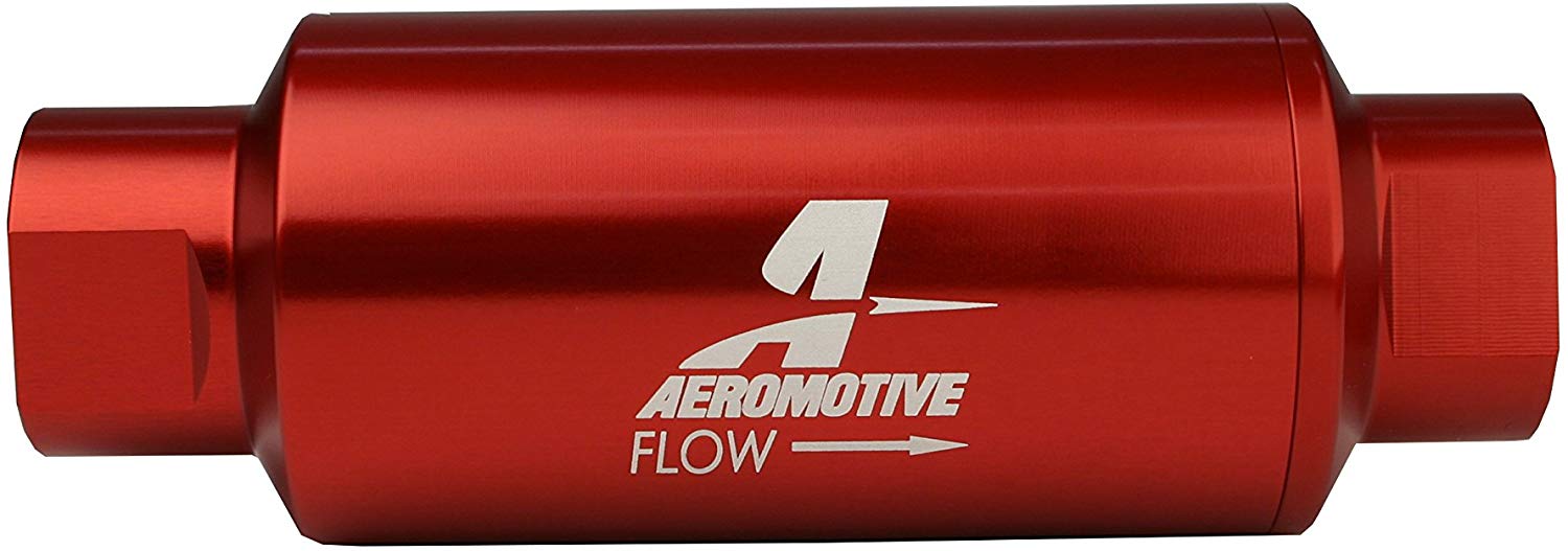 Aeromotive 12335 Filter, In-Line, 40-Micron Stainless Mesh Element, ORB-10 Port, Bright-Dip Red, 2