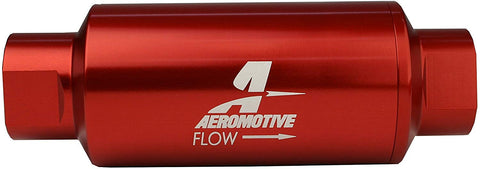Aeromotive 12335 Filter, In-Line, 40-Micron Stainless Mesh Element, ORB-10 Port, Bright-Dip Red, 2