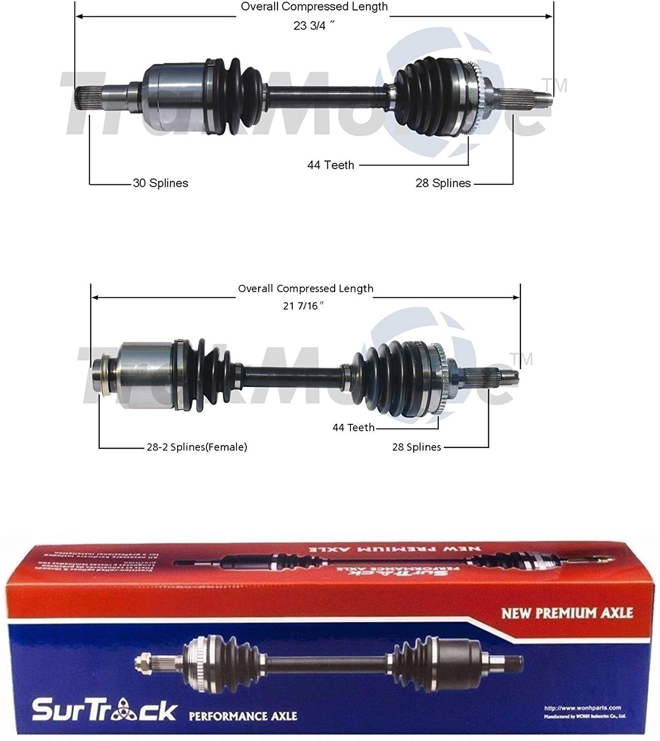 SurTrack Pair Set of 2 Front CV Axle Shafts For Mazda MPV FWD 2002-2006