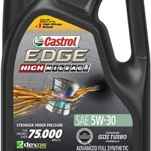 Castrol 03128C EDGE High Mileage 5W-30 Advanced Full Synthetic Motor Oil, 5 quart,Black