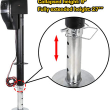 Weize Power Tongue Jack, 3500 Lb. Heavy Duty Electric Trailer Jack with Drop Leg, 23-5/8" Lift, 12V DC