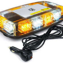 [Upgraded] Xprite 12" Roof Top Mini Strobe Light Bar Magnetic Mount Emergency Safety Warning Caution Flashing Beacon Lights for Construction Vehicles Snow Plow Trucks Postal Cars (White Amber)