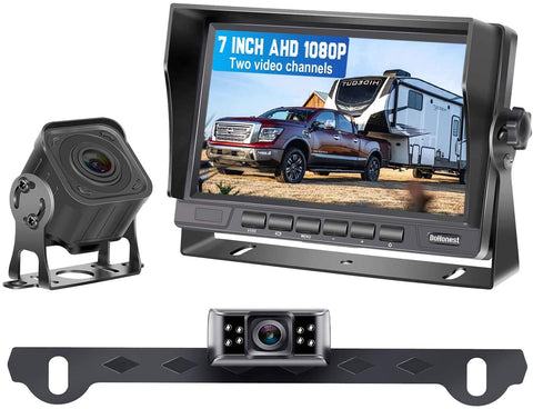 DoHonest V27 AHD 1080P 7'' TFT Monitor RV Dual Backup Camera for Trucks,Trailers,5th Wheels,Motorhomes, High-Speed Observation Plug and Play System with Super Night Vision IP69 Waterproof