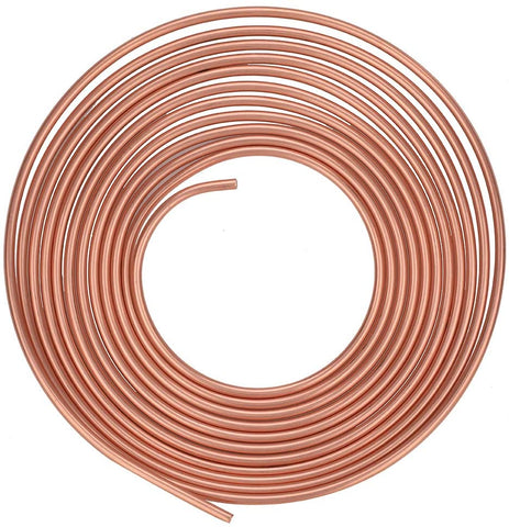 Copper Brake Line Hose Tubing Coil Roll- Fuel Line Tube Coil Transmission Line Tube Oil Brake Hose, Clutch Hose, Brake Copper Pipe with fittings (25 Ft 3/16