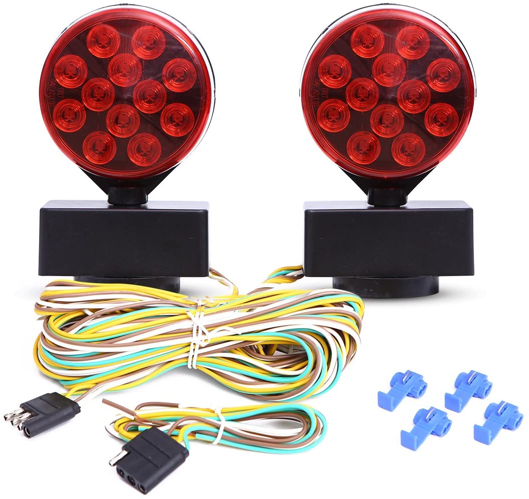 CZC AUTO 12V LED Magnetic Towing Light Kit for Boat Trailer RV Truck - Magnetic Strength 55 Pounds