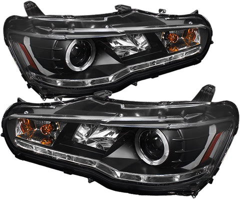 Spyder Auto PRO-YD-ML08-DRL-BK Mitsubishi Lancer/EVO-10 Black DRL LED Projector Headlight