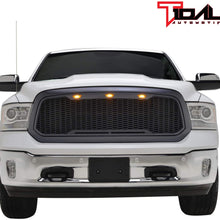 Tidal Replacement Ram Front Grille Upper Grill - Charcoal Gray - With Amber LED Lights for 13-18 Dodge Ram 1500