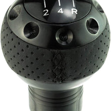 Lunsom 5 Speed Shift Knob Leather Manual Vehicle Gear Stick Shifter Lever Handle Head Fit Most Transmission Car (Gold&Black)