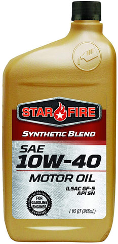 Star Fire Premium Lubricants 10W40 Synthetic Blend Motor Oil 12/1QT