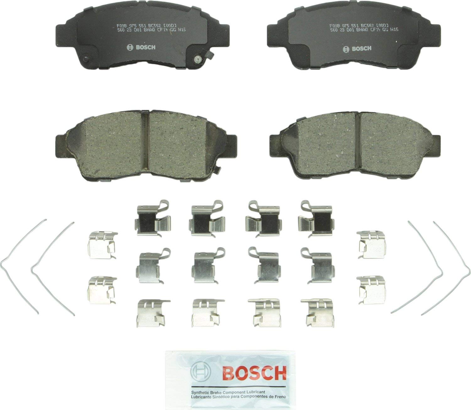 Bosch BC562 QuietCast Premium Ceramic Disc Brake Pad Set For: Geo Prizm; Toyota Camry, Celica, Corolla, RAV4, Front