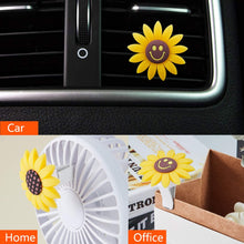 2 Pieces Sunflower Car Accessories Air Vent Clips with 32 Replacement Felt Pads, Yellow Sunflower and Cute Smile Face Car Air Freshener Air Vent Decorations
