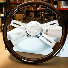 18" Dark Wood Steering Wheel Chrome Dual Spoke Kenworth Peterbilt Hub Included
