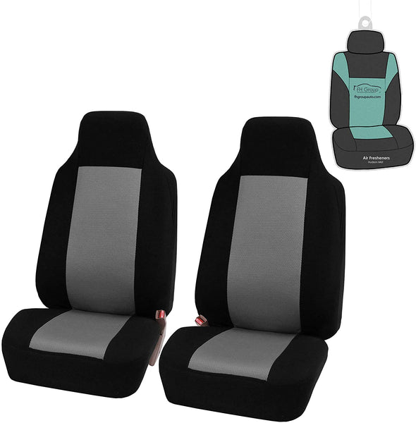 FH Group FB102102 Classic Cloth Seat Covers (Gray) Front Set with Gift – Universal Fit for Cars Trucks & SUVs