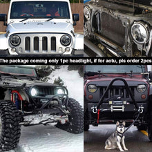 7 inch LED Headlight Round 2PCS E-MARK Approved 6000K Hi/lo Beam lamp Halo, Uni-light J004-2pcs