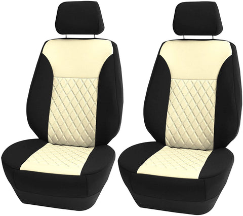 FH Group FB092102 Neoprene Ultra-Flex Diamond Patterned Seat Cover (Black) Front Set – Universal Fit for Cars Trucks & SUVs