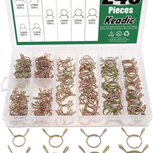 Keadic 14/15/16/17/18/19/20/22mm Fuel Hose Clamps Steel Zinc Plated Air Tubing Water Pipe 240Pcs Spring Clips Clamps Fasteners Assortment Kit for Motorcycle Scooter ATV