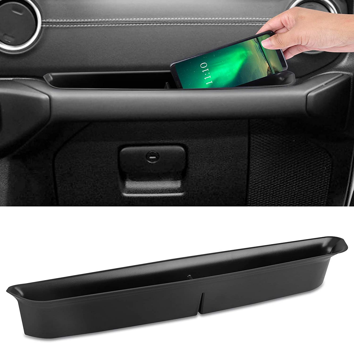 Jeep Wrangler JL JLU Grab Tray Passenger Storage Accessories Organizer, LINKSTYLE Grab Handle Accessory Box for 2018 2019 Jeep Wrangler JL JLU 2020 Gladiator JT (Black)