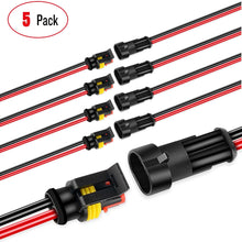 Nilight GA0007 1 2Pin Way 16AWG Waterproof Wire 1.5mm Series Terminal Connector-5 Pack,2 Years Warranty