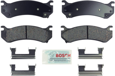 Bosch BE785H Blue Disc Brake Pad Set with Hardware for Select Cadillac, Chevrolet, GMC, and Hummer Trucks, Vans, and SUVs - FRONT & REAR