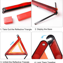 XOOL Triple Warning Triangle Emergency Warning Triangle Reflector Safety Triangle Kit Suitable for Roadside Emergencies, 3-Pack