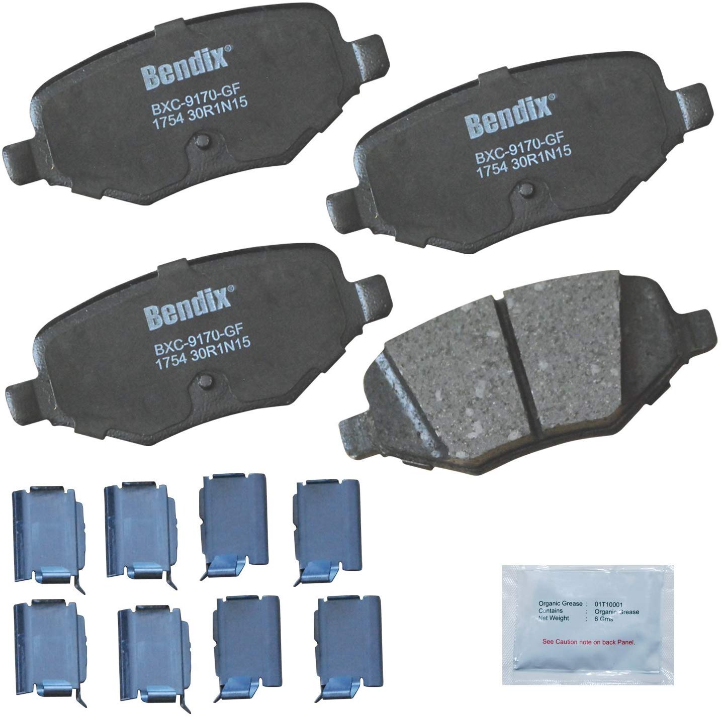 Bendix Premium Copper Free CFC1754 Premium Copper Free Ceramic Brake Pad (with Installation Hardware Rear)