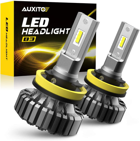 AUXITO H11 H8 H9 LED Headlight Bulbs, 300% Brighter, 6500K White Fanless Headlights, Plug and Play Direct Replacement for High Low Beam Headlights /Fog lights, Pack of 2