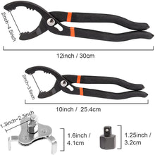 ZOENHOU 3PCS Universal Oil Filter Wrench Set,10-Inch 12-Inch Adjustable Oil Filter Pliers,3 Jaw Oil Filter Wrench Tool
