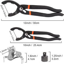 ZOENHOU 3PCS Universal Oil Filter Wrench Set,10-Inch 12-Inch Adjustable Oil Filter Pliers,3 Jaw Oil Filter Wrench Tool