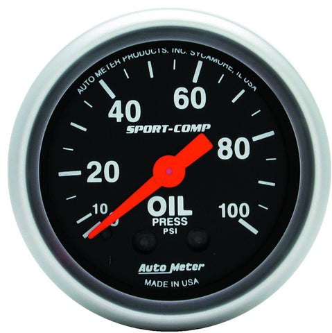 Auto Meter 3321 Sport-Comp Mechanical Oil Pressure Gauge, 2.3125 in.
