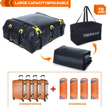SIMNIAM 19 Cubic Feet Car Roof Bag&Rooftop Cargo Carrier - 700D PVC Anti-Tear Double Zipper Car Rooftop Bag with Storage Bag, 10 Reinforced Straps, Fit for Most Vehicles with Rack(No Slip Mat&No Hook)