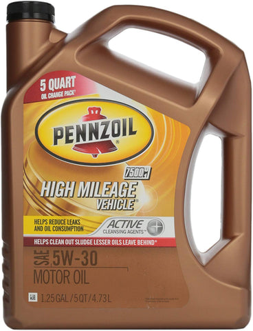 Pennzoil 550038340 High Mileage Vehicle 5W-30 Motor Oil (SN) 5qt jug