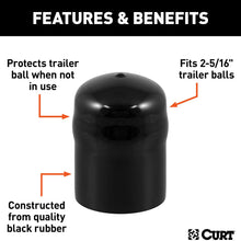 CURT 21811 Black Rubber Trailer Hitch Ball Cover, 2-5/16-Inch Diameter