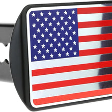 eVerHITCH USA US American Stainless Steel Flag Metal Emblem on Metal Trailer Hitch Cover (Fits 2" Receivers, Black)