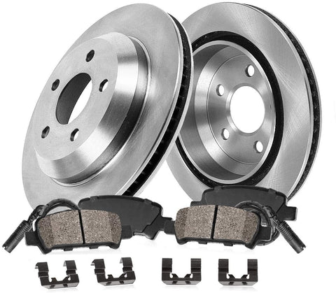 CRK12298 REAR 330 mm Premium OE 5 Lug [2] Brake Disc Rotors + [4] Ceramic Brake Pads + Sensors + Hardware