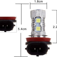 SCITOO White H11 LED Bulbs 8SMD LED Lights with Projector for Fog Light Plug and Play Style,2Pcs