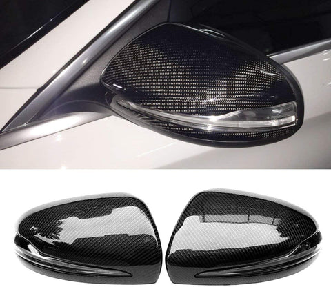 Fandixin 1Pair Replacement Carbon Fiber Rearview Side Mirror Covers Mirror Caps Trim with LED Light for Mercedes Benz W205 W222 W213 W238 W253 C253