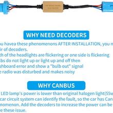 LED Headlight Kit Decoder Canbus Resistor Anti-flicker Adapters Warning Error Free Canceller Resistor (9007)