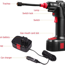 Voluker Air Compressor, Electric Cordless Tire Inflator, Hand Held Pump with LED Light 150PSI 12V 2000mAh, Portable Air Pump with Pressure Gauge Battery for Basketball, Cars, Motorbike