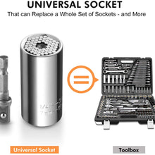 Universal Socket,BLENDX 1/4"-3/4" (7mm to19mm) Ratchet Universal Socket Set with Wrench Power Drill Adapter - Best Tool Present for Handyman Men Husband Father Boyfriend Him (Silver)