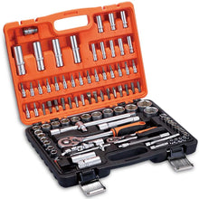 MORWELL 1/4”and 1/2”Socket Wrench Set, 94 pieces Mechanics Tool Set with Ratchets,Universal Joint, Extensions 6-Point Socket Set with Blow Molded Case
