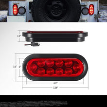 Partsam 2pcs Waterproof 6" inch Oval Sealed Stop Turn Tail Brake Marker Red 10 LED Truck Trailer Light Kit w/Grommet Plug,Mounting Brackets
