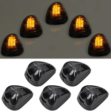 5pcs Amber Lens Amber LED Cab Roof Marker Lights, KOMAS Roof Top Lamp Clearance Running Light Replacement for Truck SUV Ford 1999-2016 E/F (Smoked Lens & Amber LED)