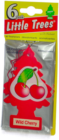 LITTLE TREES Car Air Freshener | Hanging Paper Tree for Home or Car | Wild Cherry | Pack of 6